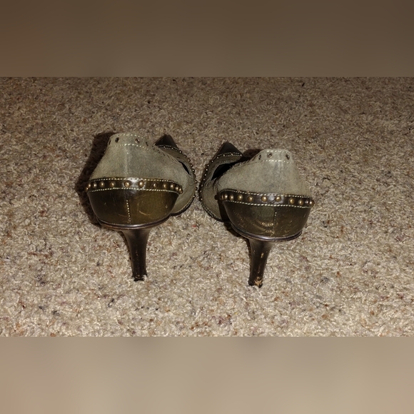 Nine West Suede/Leather Heel Dark Green Sz 7.5M - Picture 2 of 8